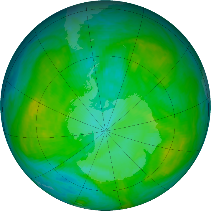 Antarctic ozone map for 06 January 1989